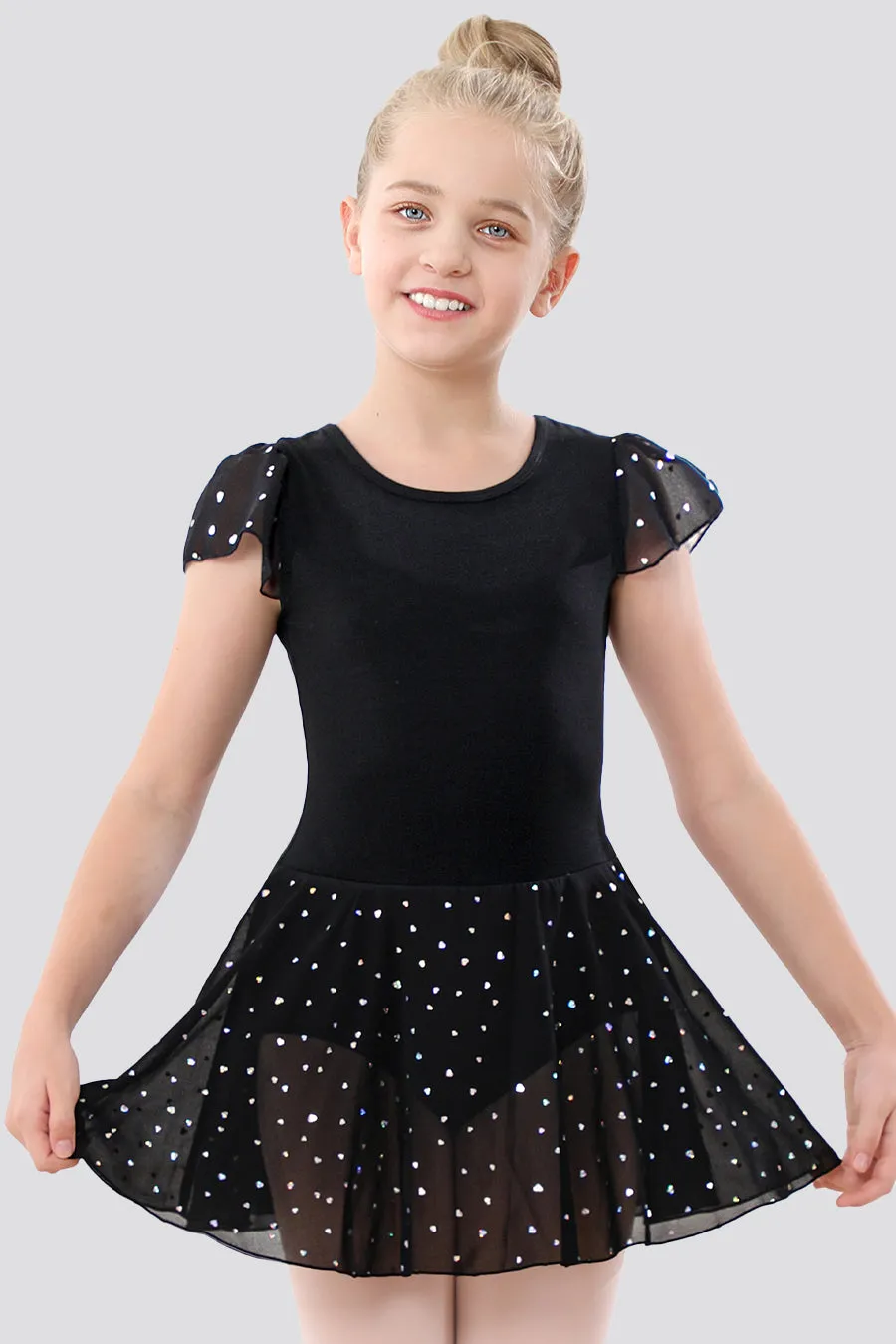 Girls Sparkling Flutter Sleeves Dress