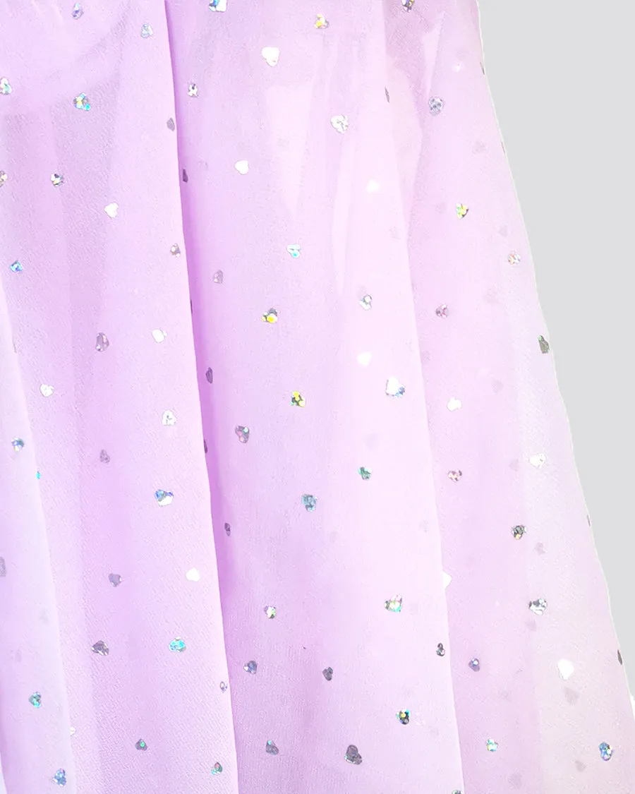 Girls Sparkling Flutter Sleeves Dress