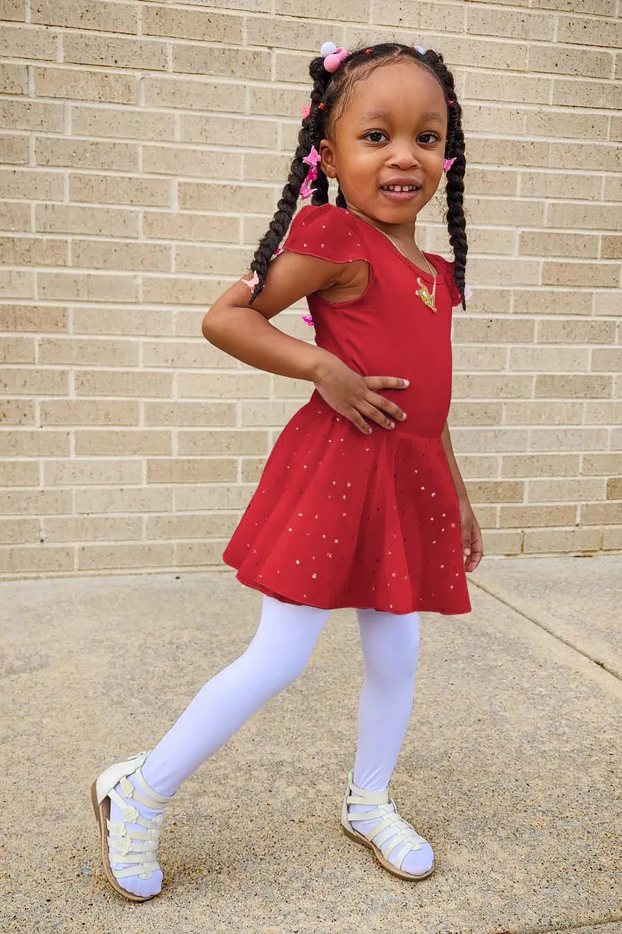 Girls Sparkling Flutter Sleeves Dress