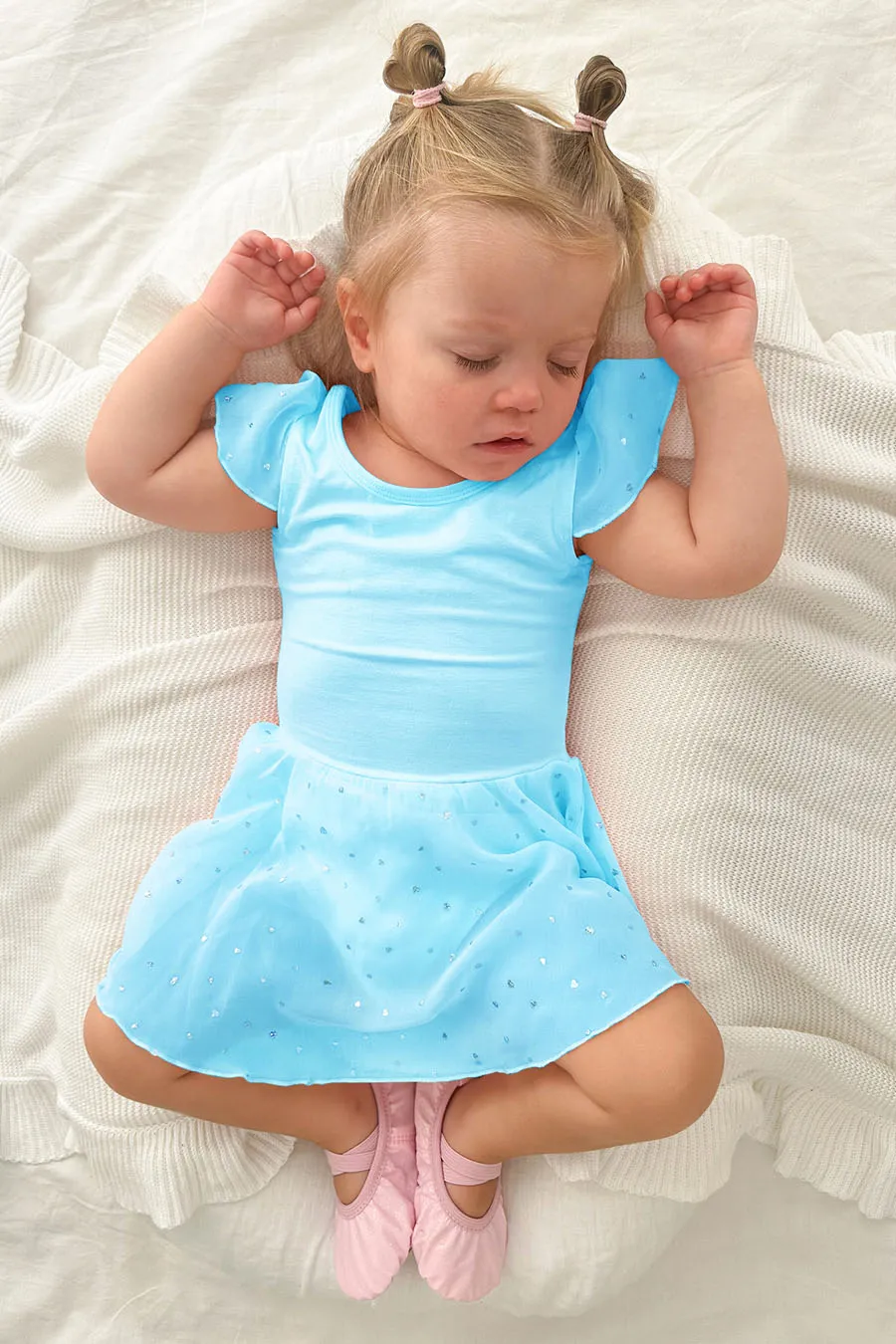 Girls Sparkling Flutter Sleeves Dress