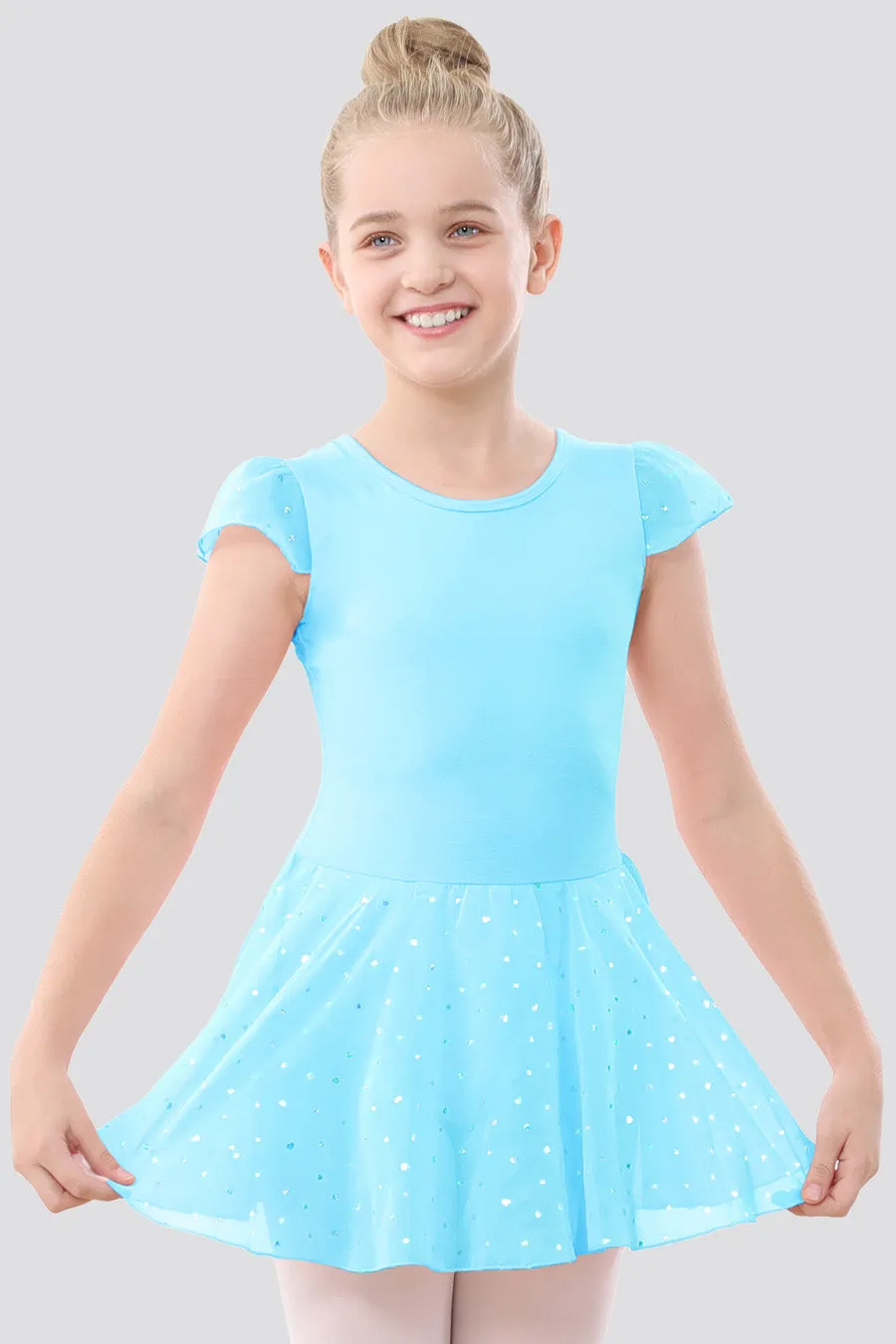 Girls Sparkling Flutter Sleeves Dress