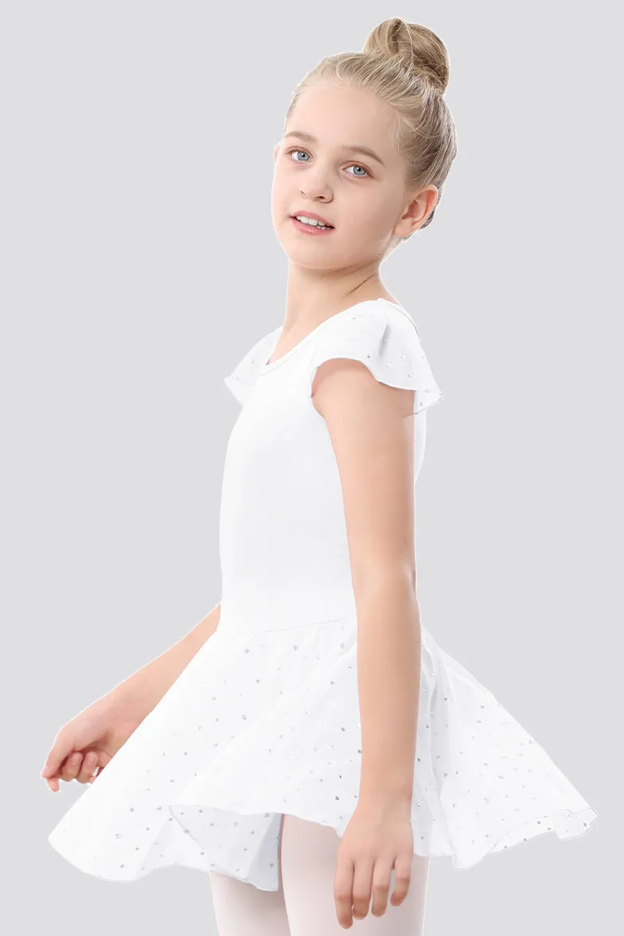 Girls Sparkling Flutter Sleeves Dress