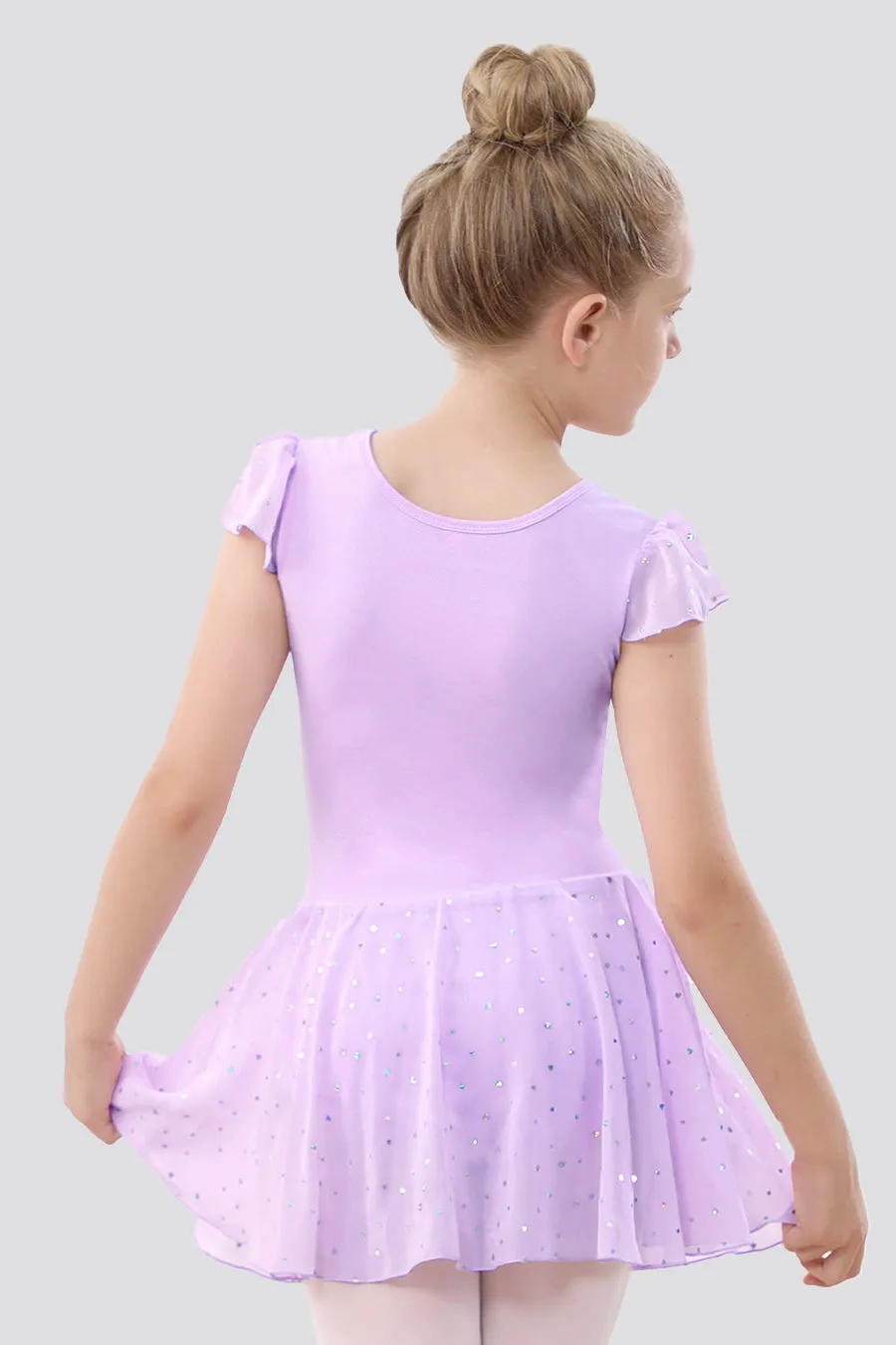 Girls Sparkling Flutter Sleeves Dress