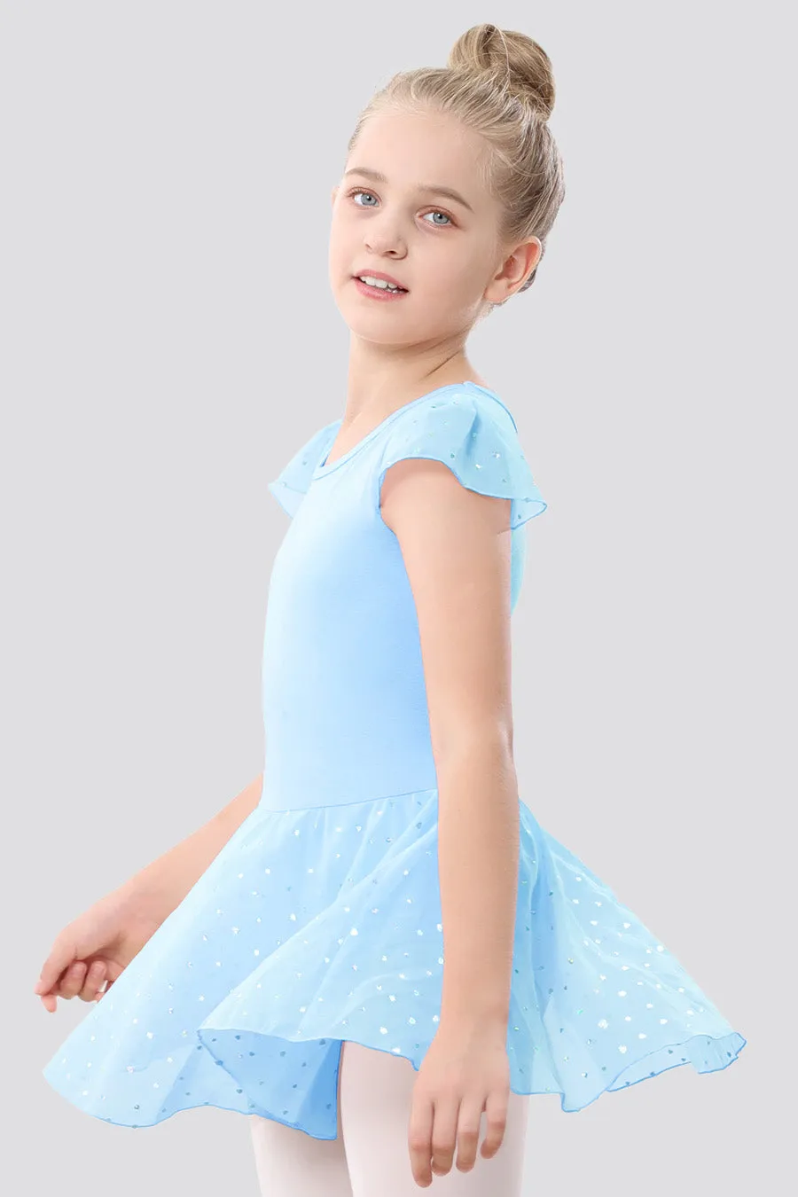 Girls Sparkling Flutter Sleeves Dress