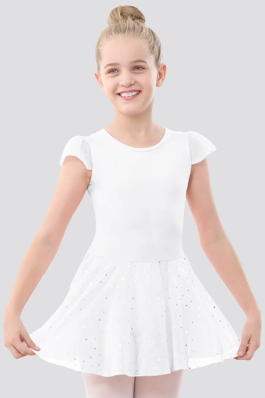 Girls Sparkling Flutter Sleeves Dress