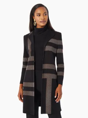 Heritage Fit Side Button Detail Graphic Pattern Knit Duster
