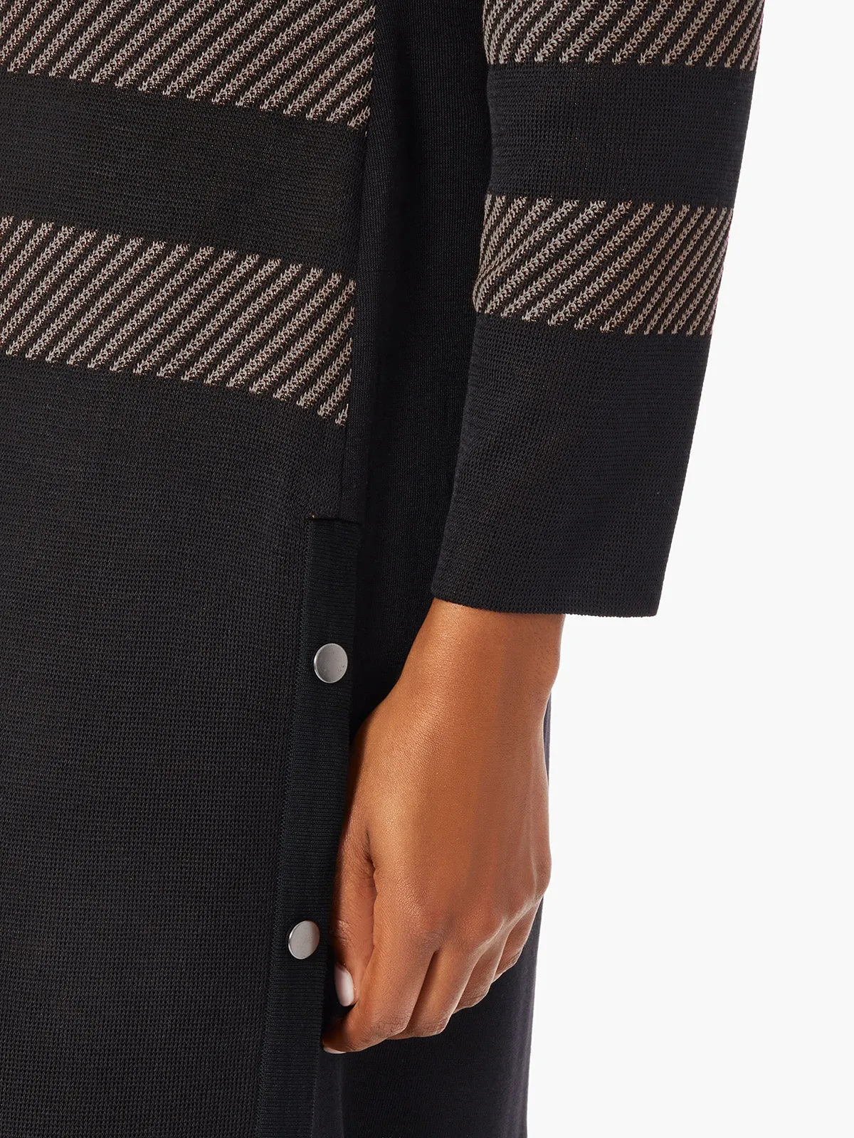Heritage Fit Side Button Detail Graphic Pattern Knit Duster