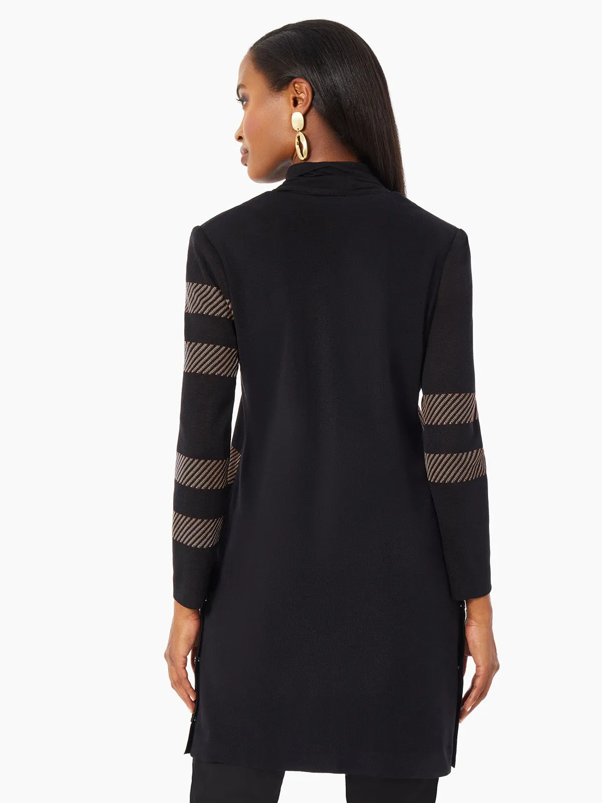 Heritage Fit Side Button Detail Graphic Pattern Knit Duster