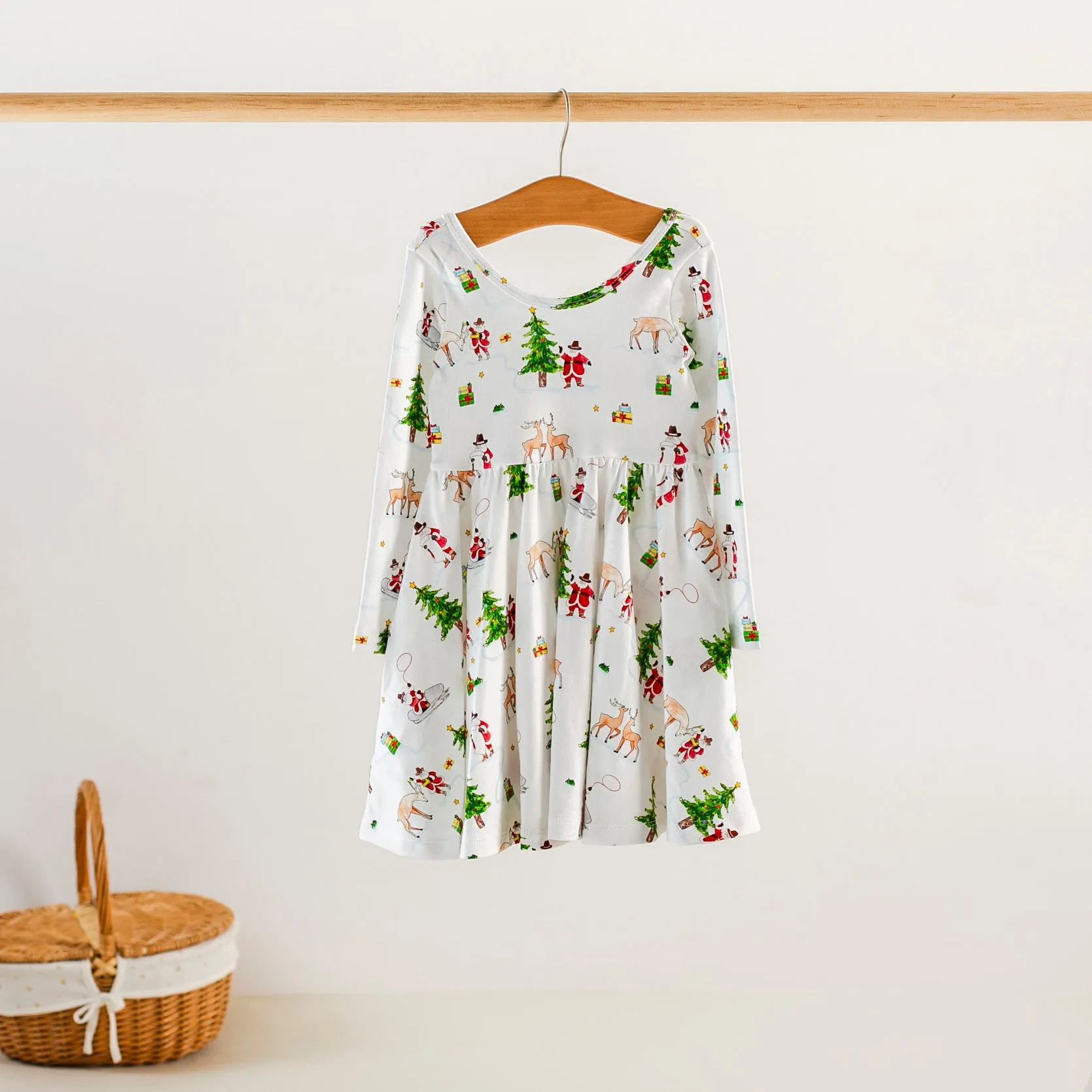 Ho, Ho, Howdy Organic Cotton Christmas Dress for Kids