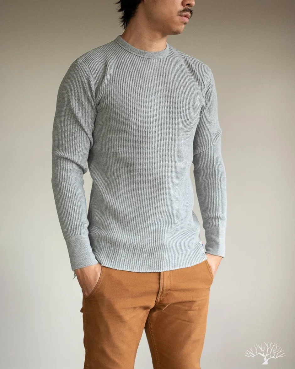 IHTL-1301-GRY - Waffle Knit Long Sleeve Crew Neck Thermal - Grey