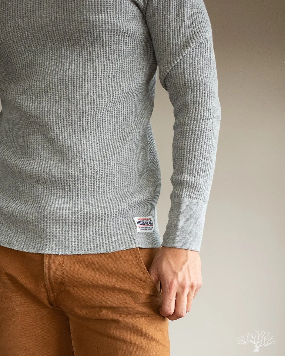 IHTL-1301-GRY - Waffle Knit Long Sleeve Crew Neck Thermal - Grey