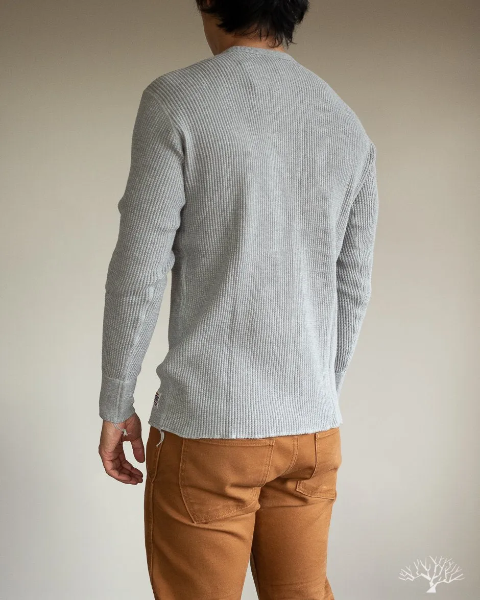 IHTL-1301-GRY - Waffle Knit Long Sleeve Crew Neck Thermal - Grey
