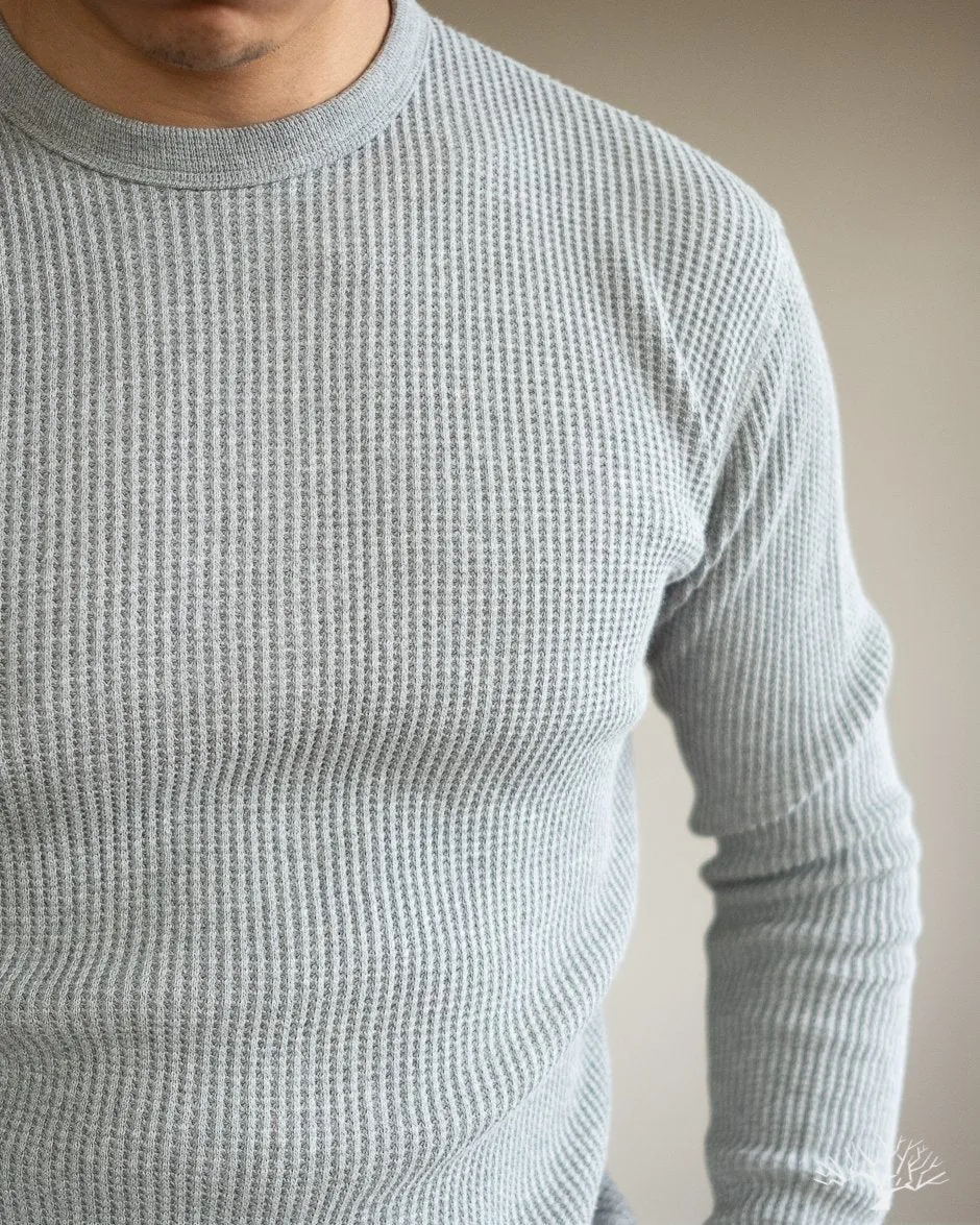 IHTL-1301-GRY - Waffle Knit Long Sleeve Crew Neck Thermal - Grey