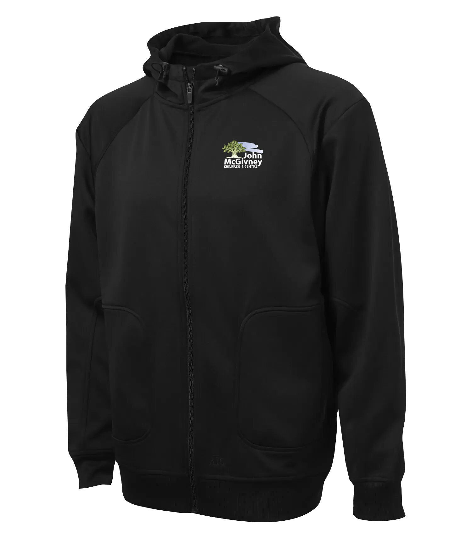 John McGivney Adult Hooded Yoga jacket with Embroidered Logo