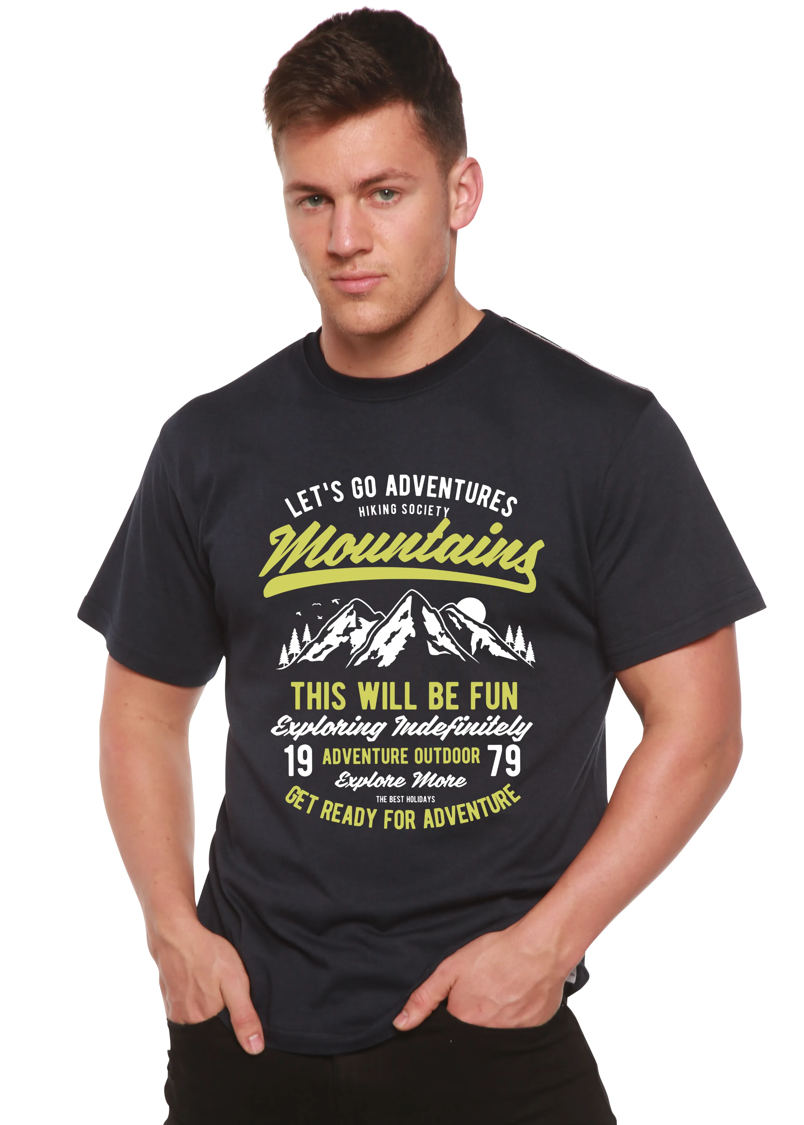 Let's Go Adventure Men's Bamboo Viscose/Organic Cotton Short Sleeve Graphic T-Shirt