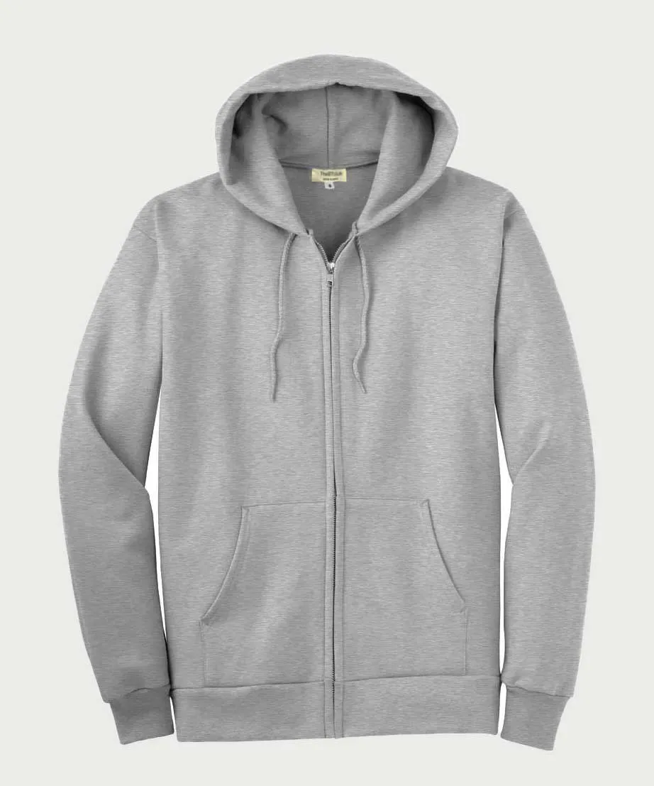 Light grey - Basic  Zipped Hooded Sweatshirt