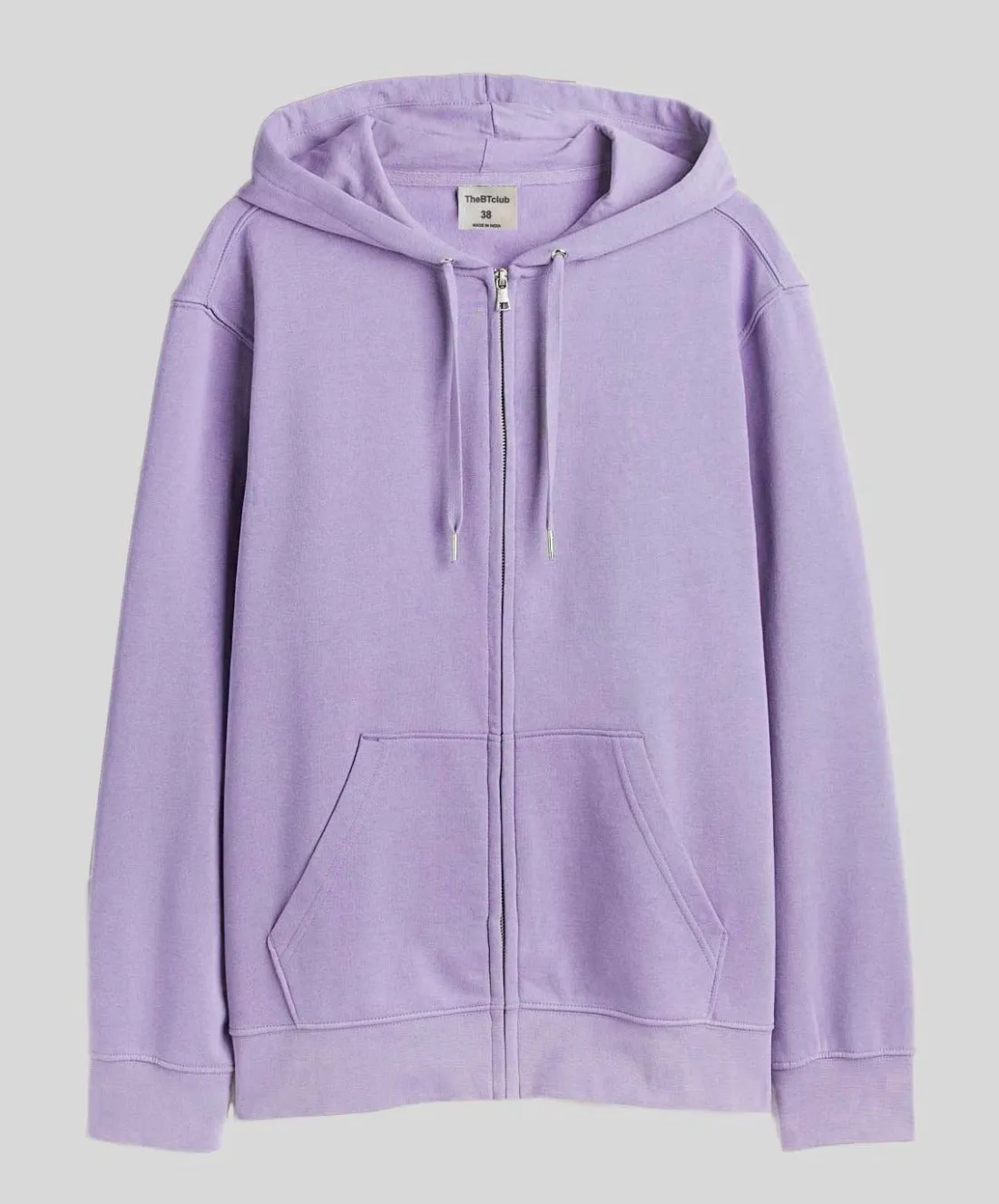 Lilac -  Basic  Zipped Hooded Sweatshirt