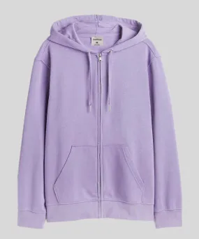 Lilac -  Basic  Zipped Hooded Sweatshirt