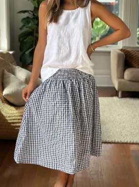 lola skirt-navy/white gingham