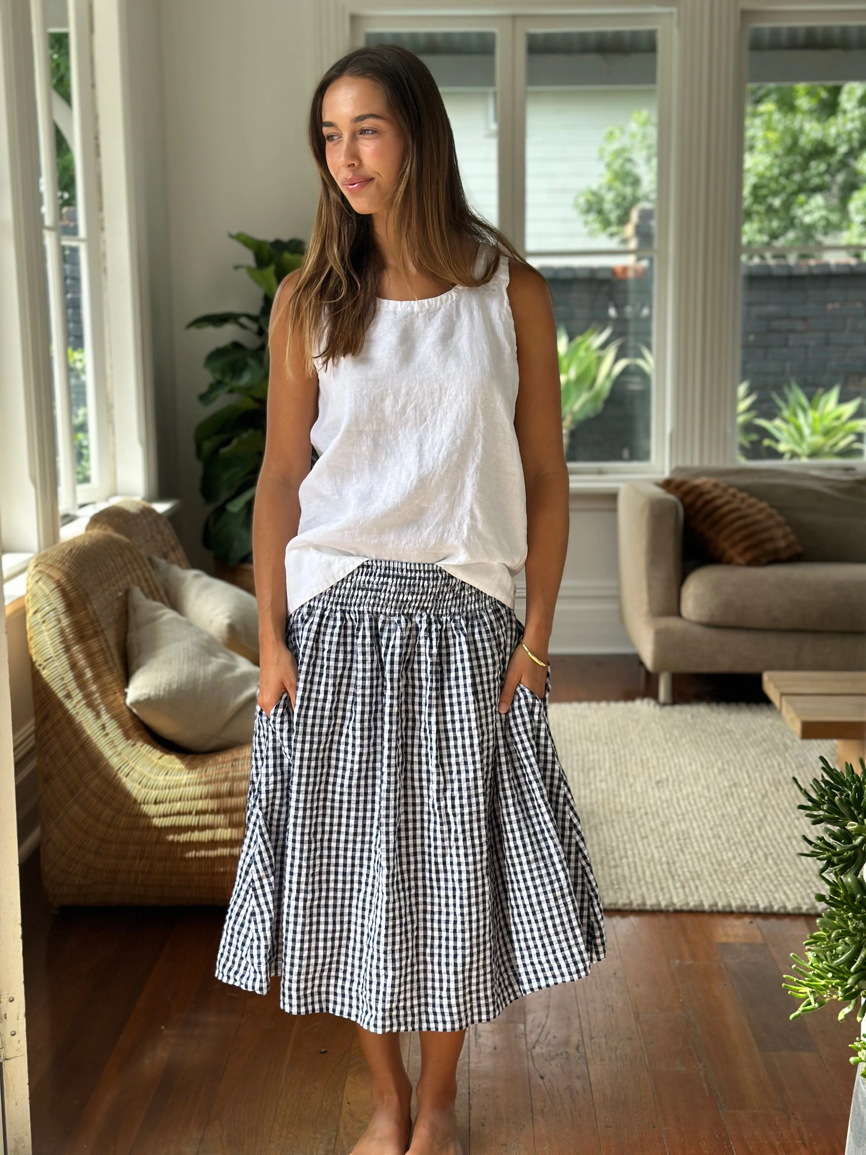 lola skirt-navy/white gingham