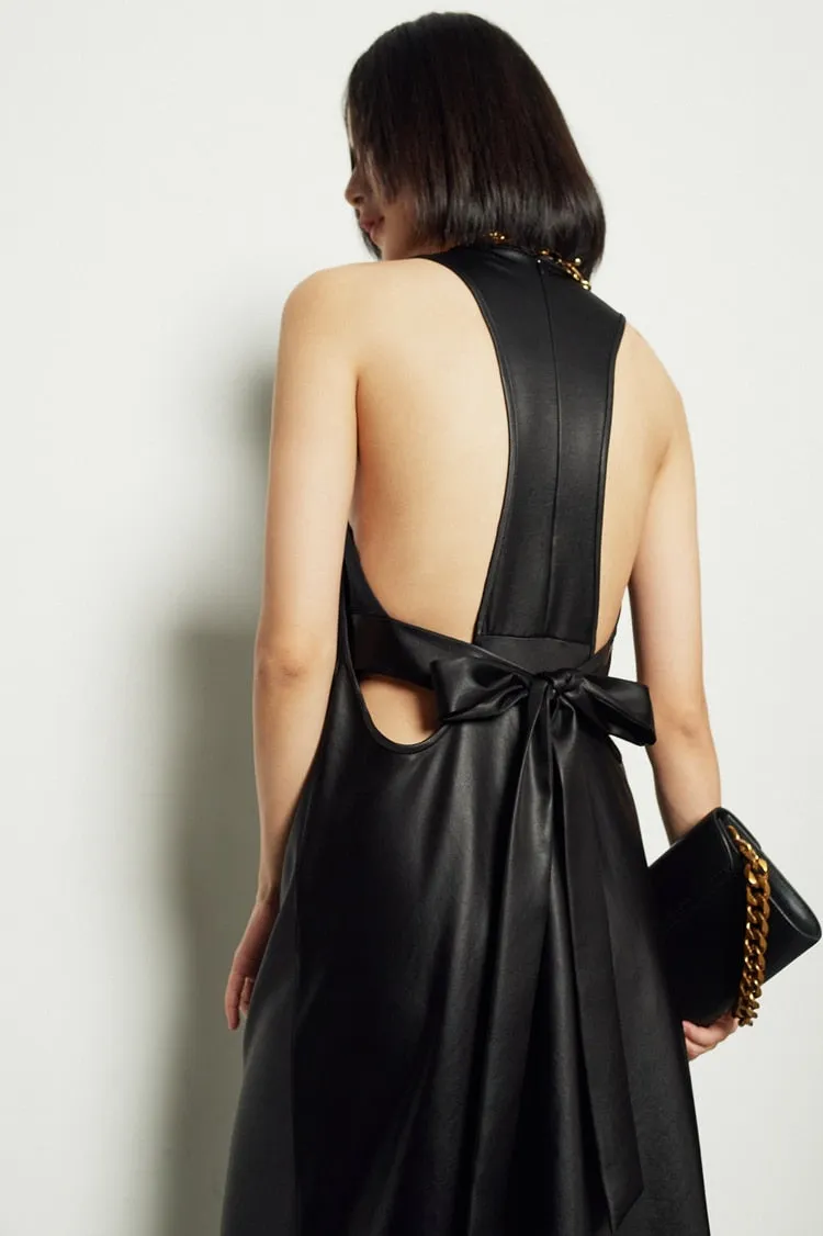 Long Faux Leather Tank Dress
