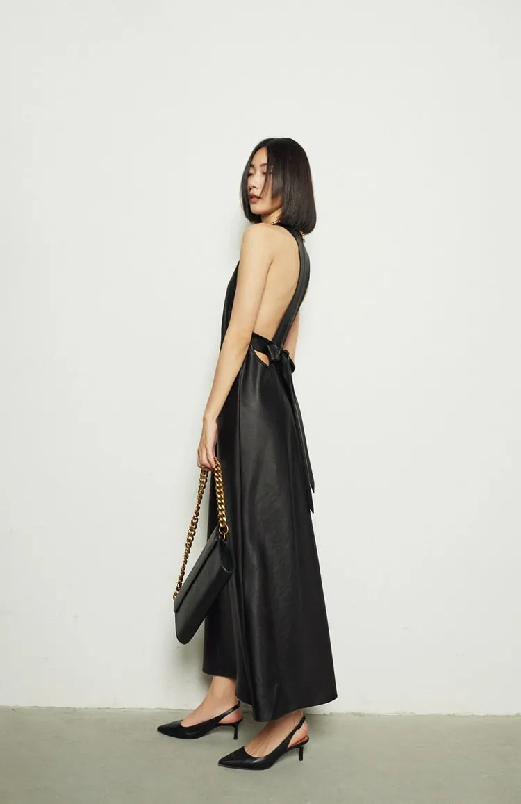 Long Faux Leather Tank Dress