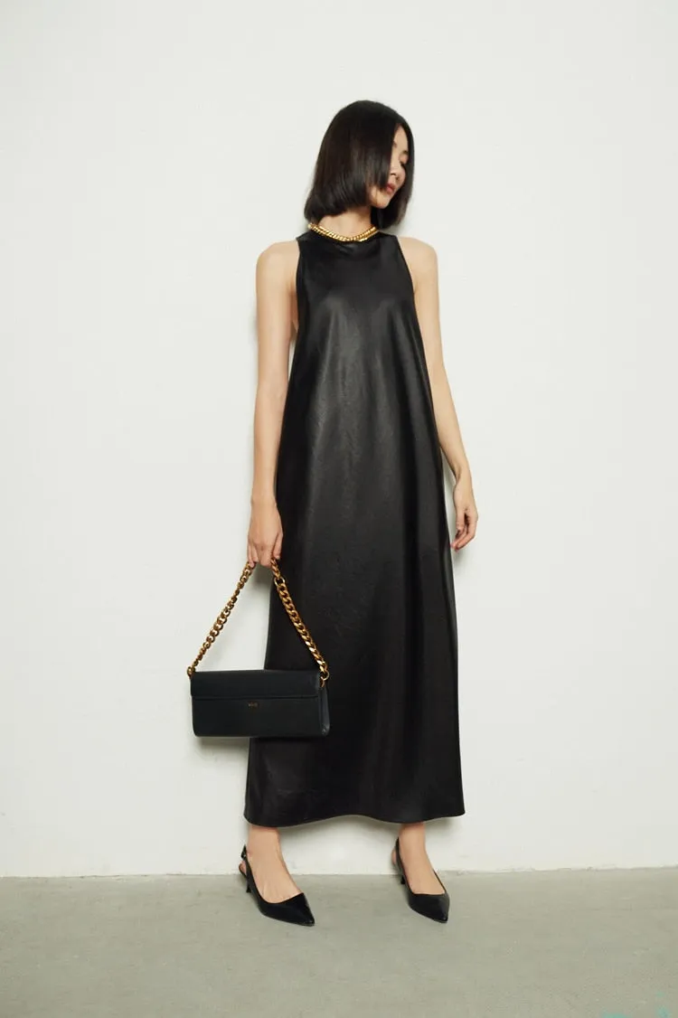 Long Faux Leather Tank Dress