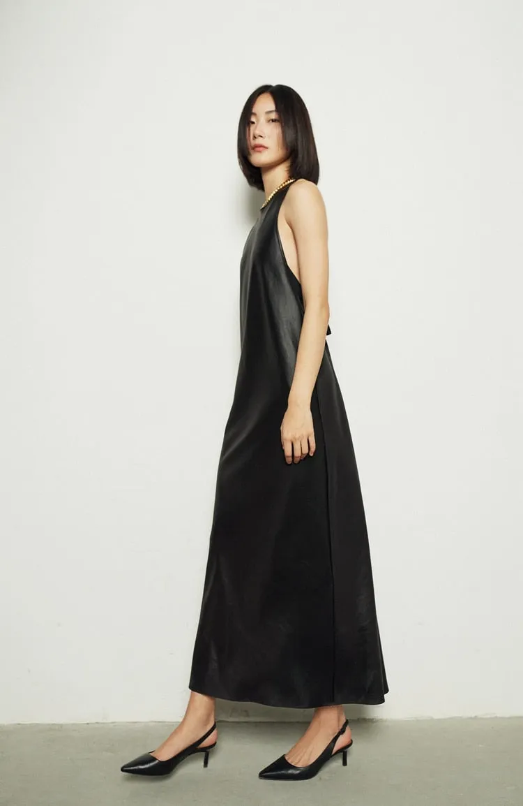Long Faux Leather Tank Dress