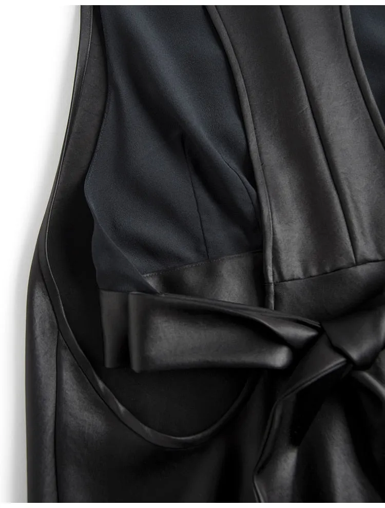 Long Faux Leather Tank Dress