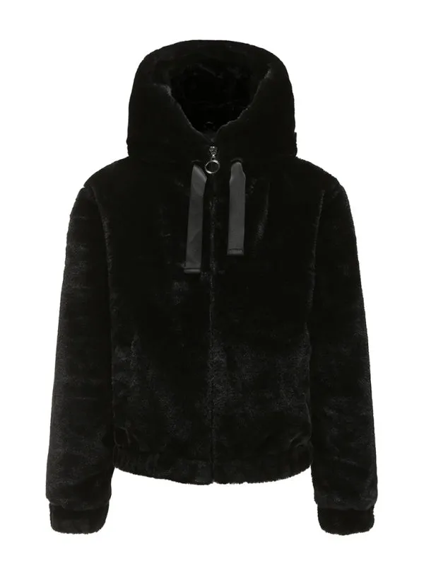 Lora Plush Hooded Long Sleeve Warm Short Jacket