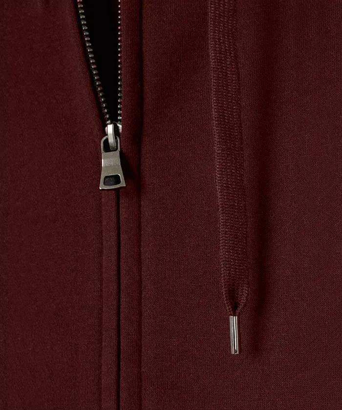 Maroon -  Basic Zipped Hooded Sweatshirt