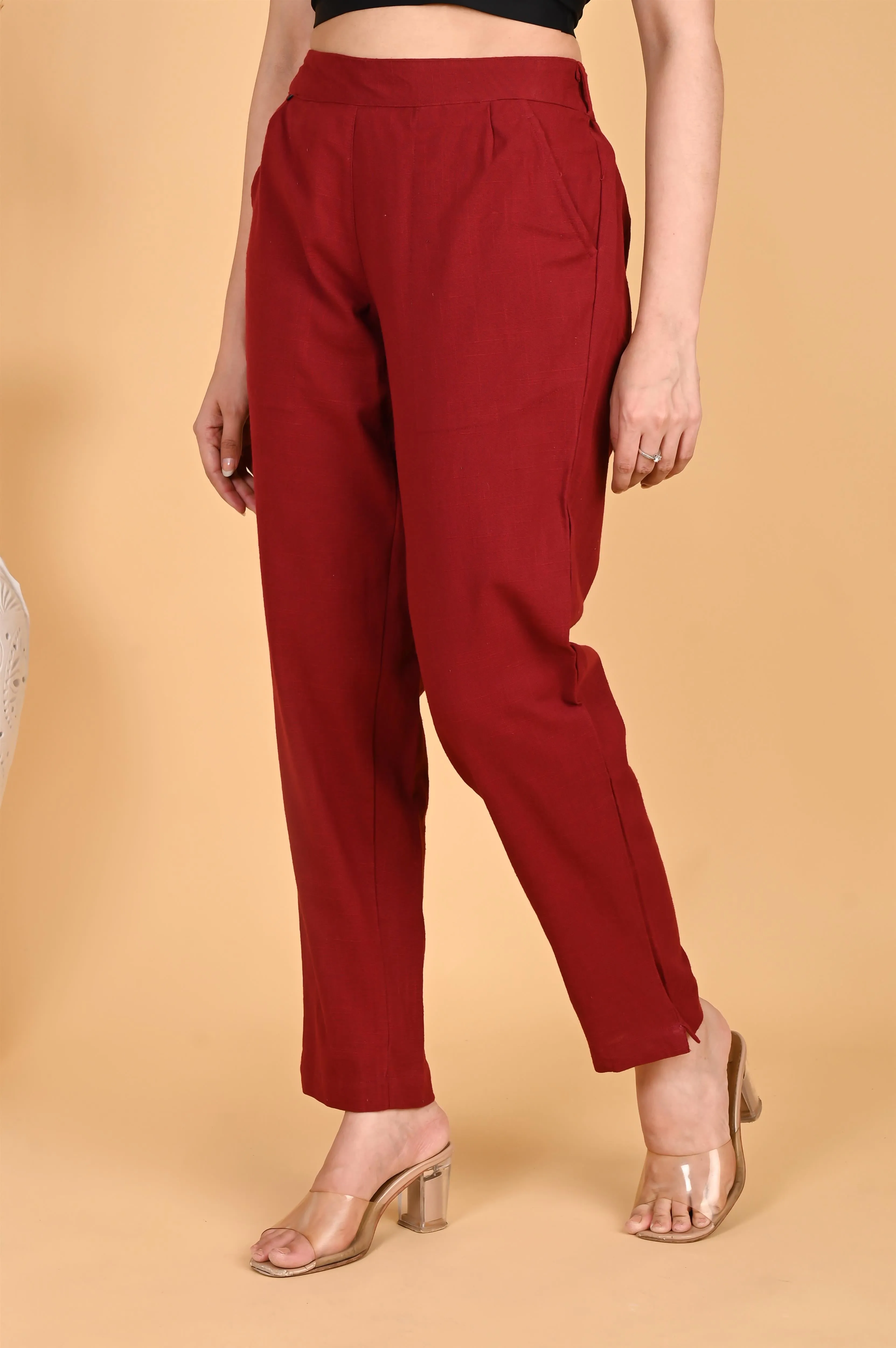 MAROON CLASSIC COTTON PANTS