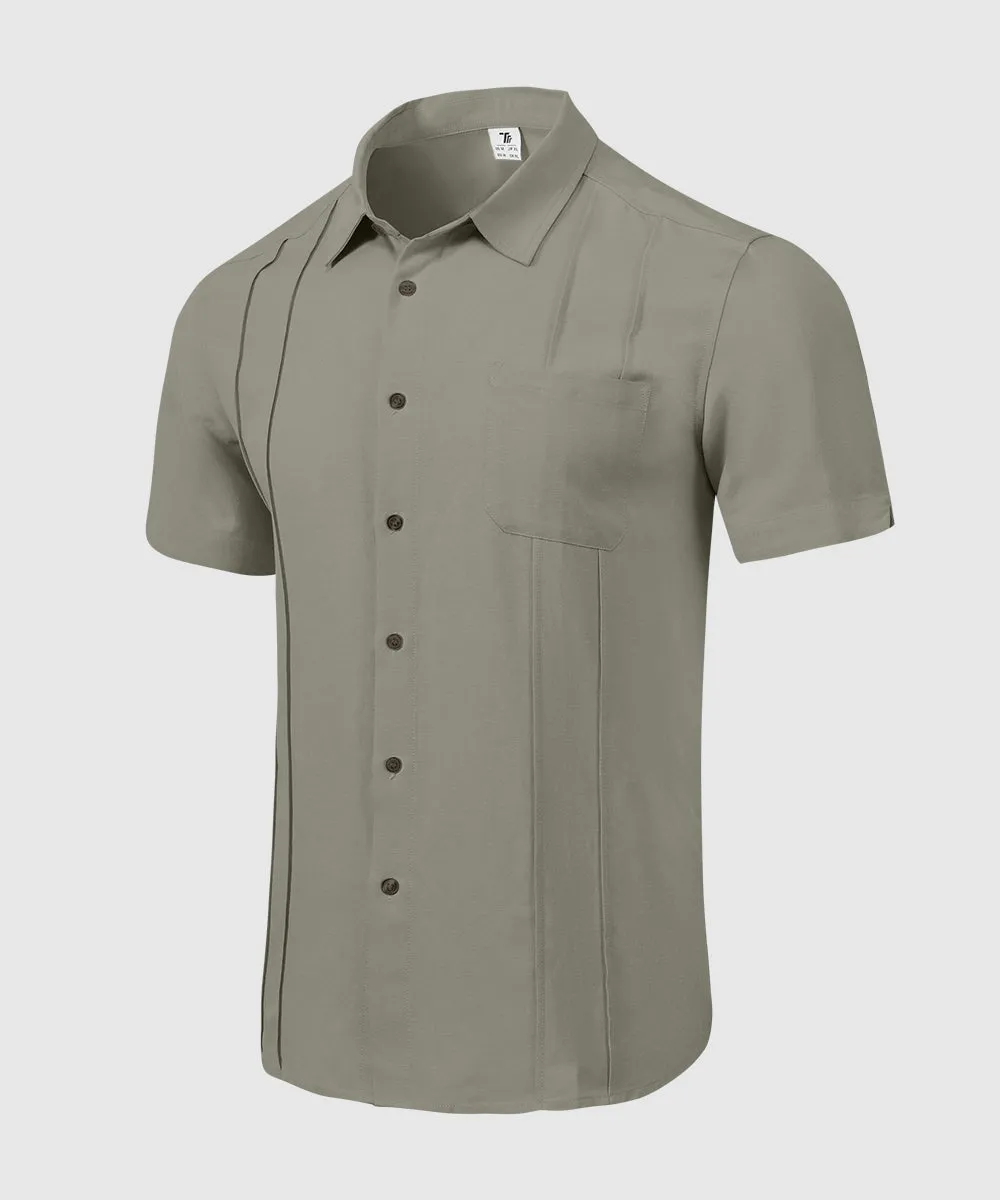 Men's Cuban Guayabera Shirt Casual Summer Beach Shirts