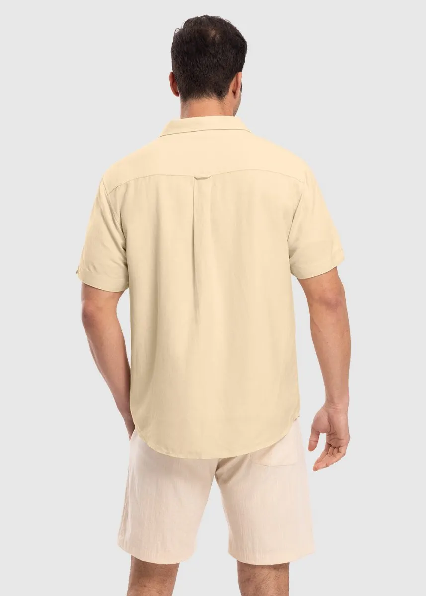 Men's Cuban Guayabera Shirt Casual Summer Beach Shirts