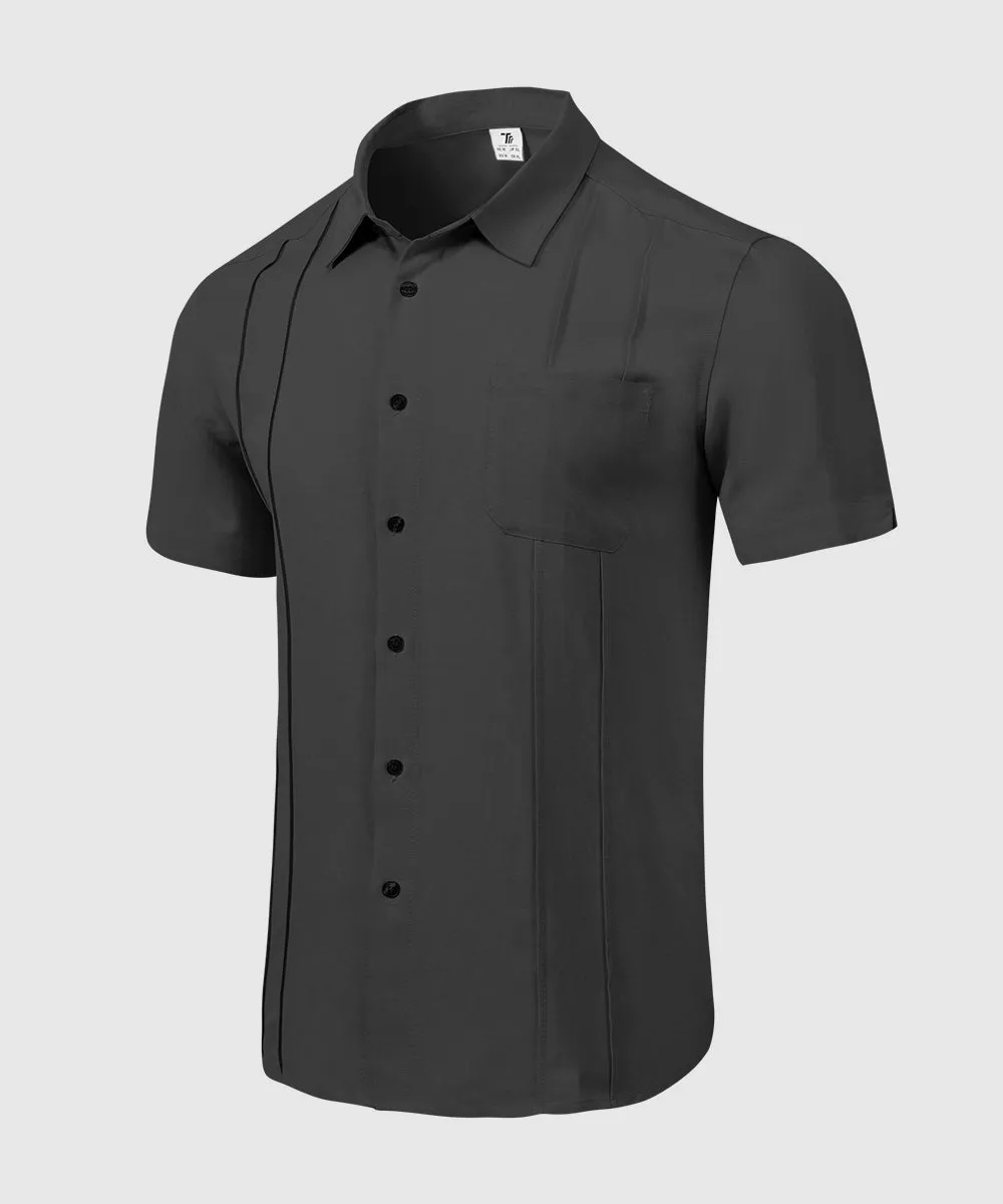 Men's Cuban Guayabera Shirt Casual Summer Beach Shirts