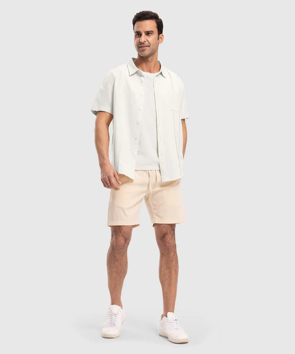 Men's Cuban Guayabera Shirt Casual Summer Beach Shirts