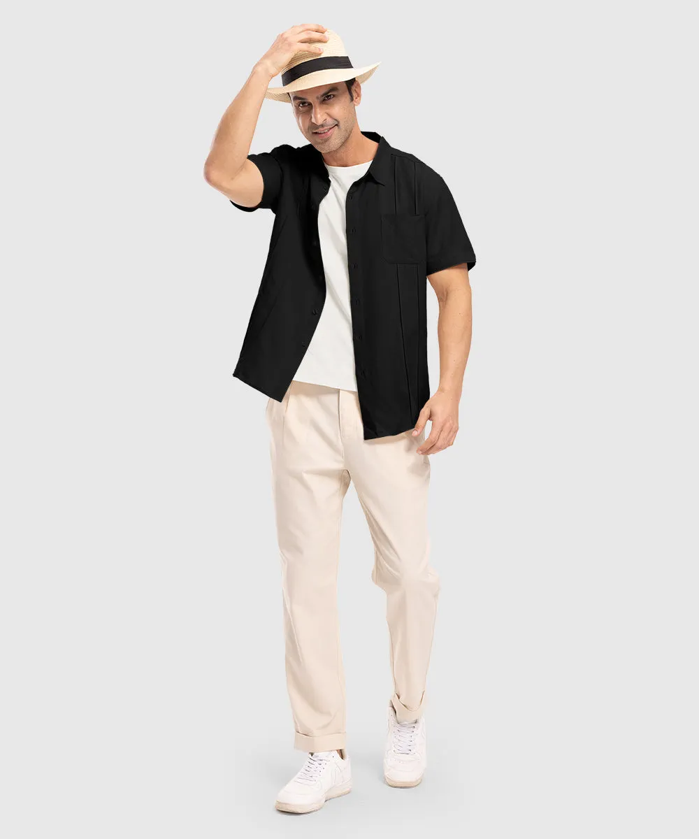 Men's Cuban Guayabera Shirt Casual Summer Beach Shirts