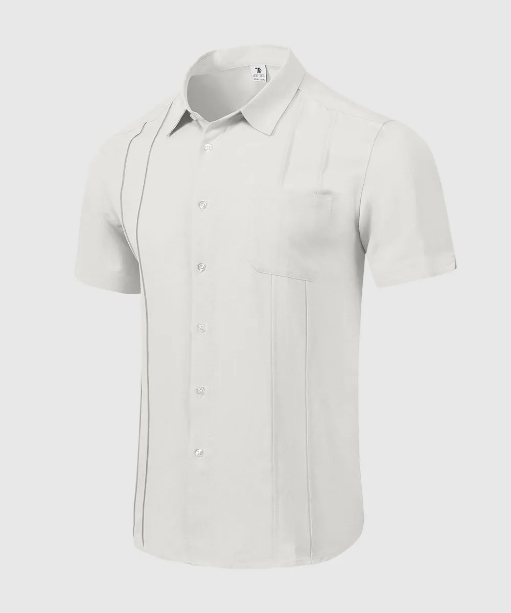 Men's Cuban Guayabera Shirt Casual Summer Beach Shirts