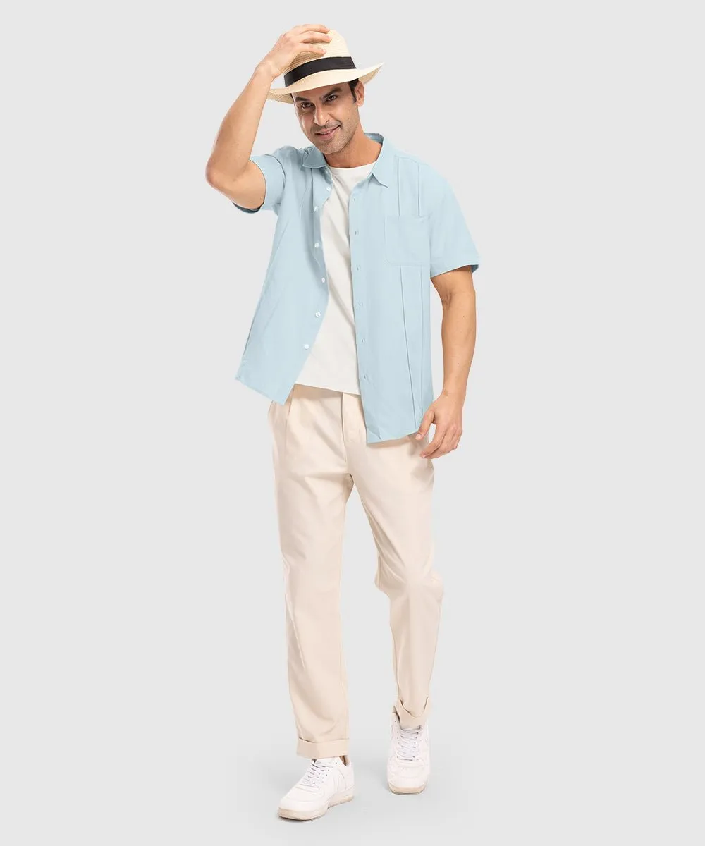 Men's Cuban Guayabera Shirt Casual Summer Beach Shirts