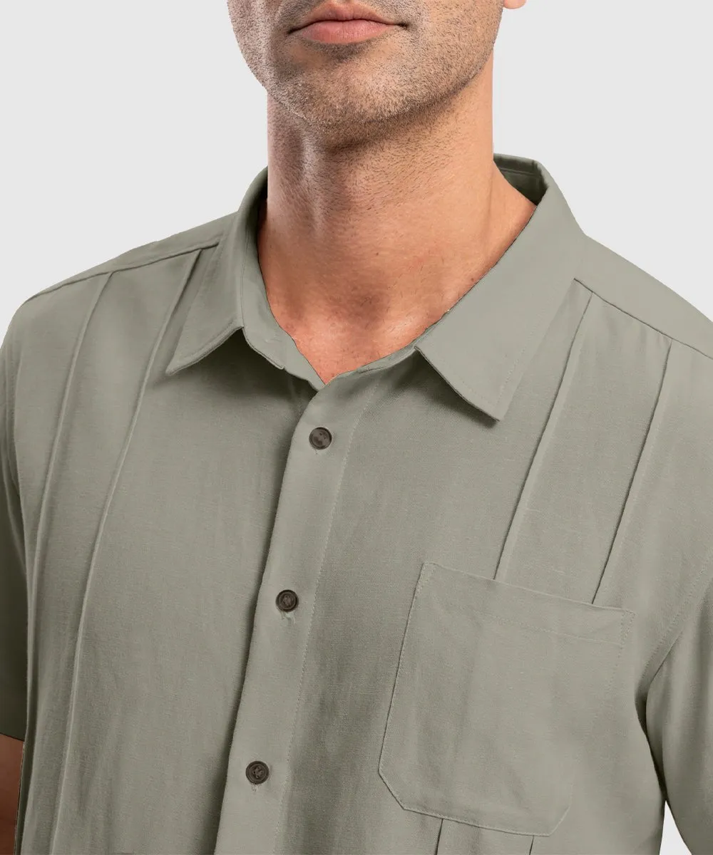 Men's Cuban Guayabera Shirt Casual Summer Beach Shirts