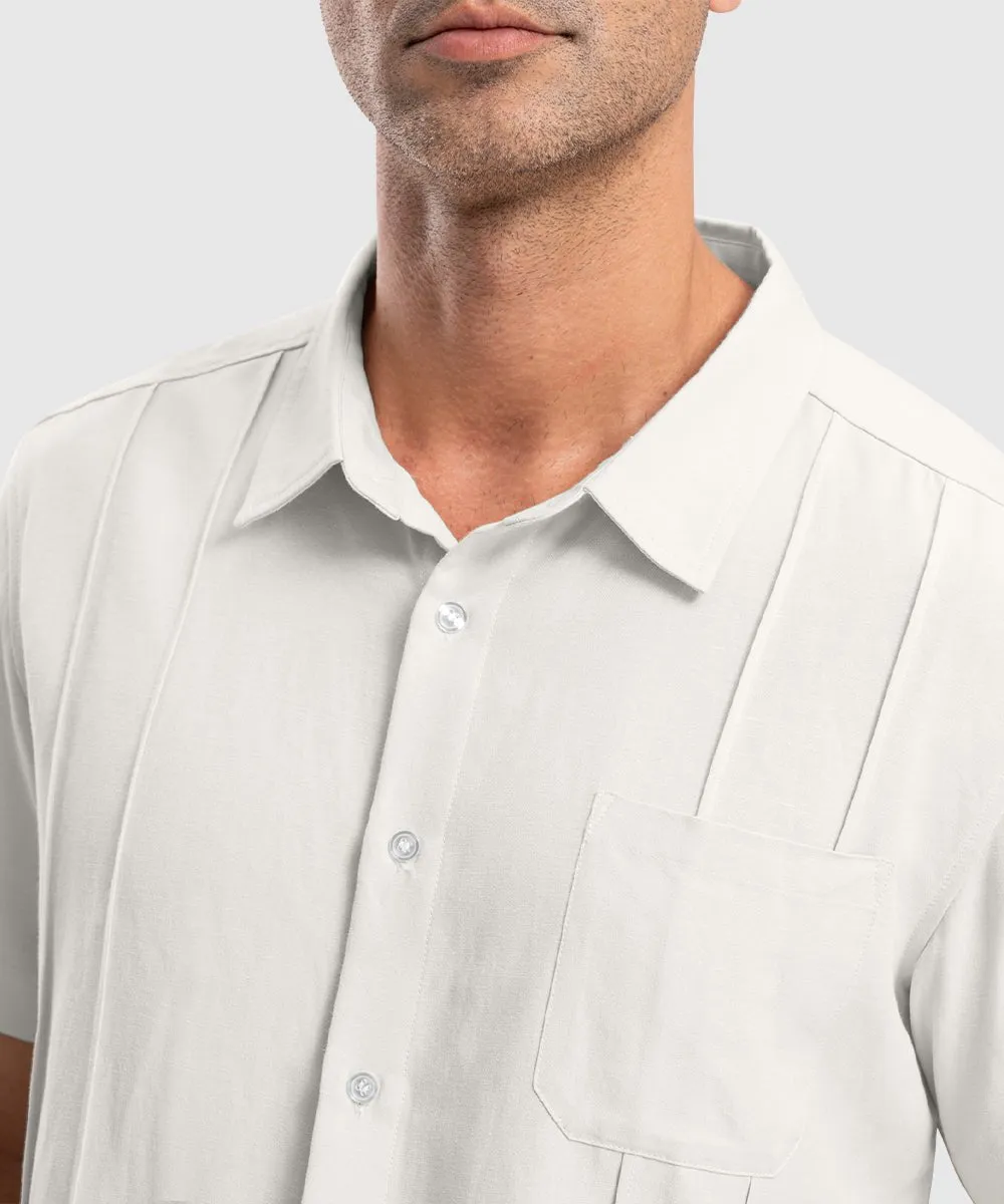 Men's Cuban Guayabera Shirt Casual Summer Beach Shirts