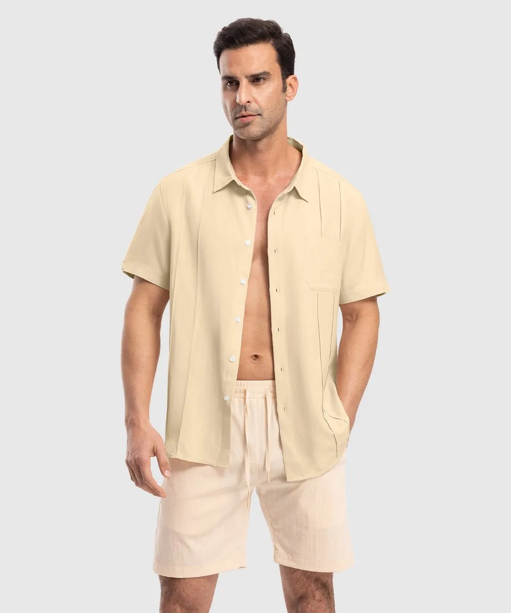 Men's Cuban Guayabera Shirt Casual Summer Beach Shirts