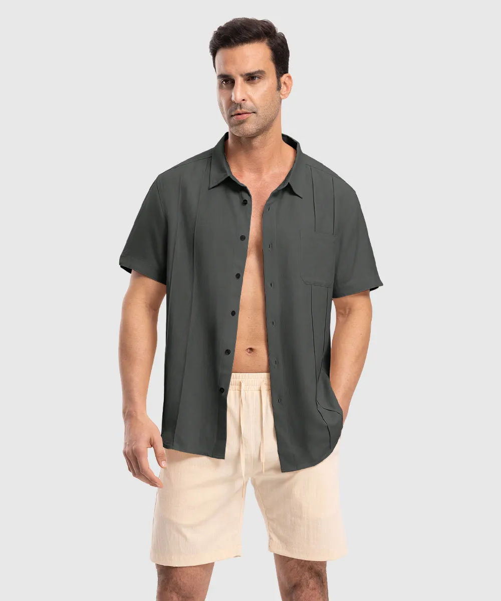 Men's Cuban Guayabera Shirt Casual Summer Beach Shirts