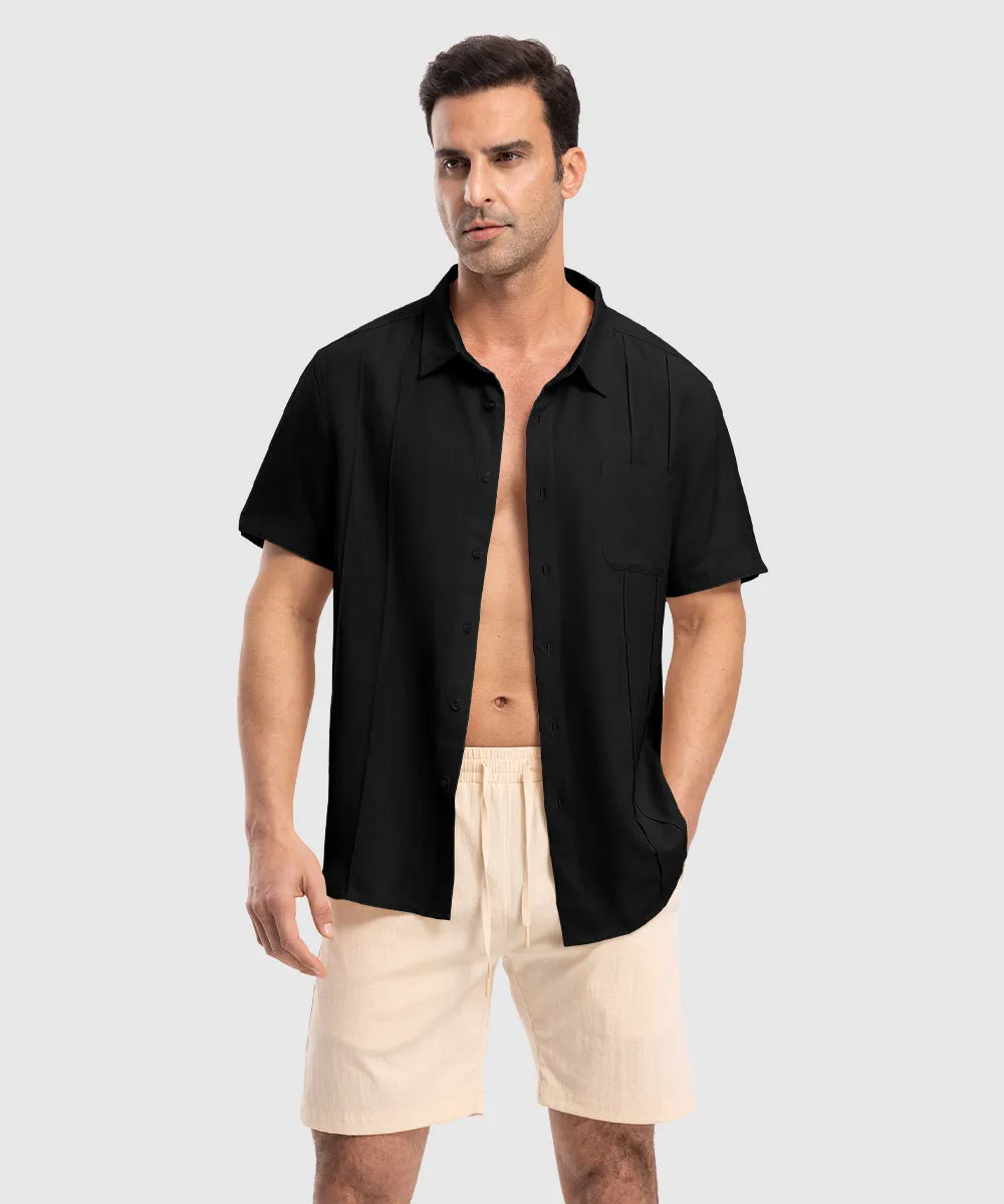 Men's Cuban Guayabera Shirt Casual Summer Beach Shirts