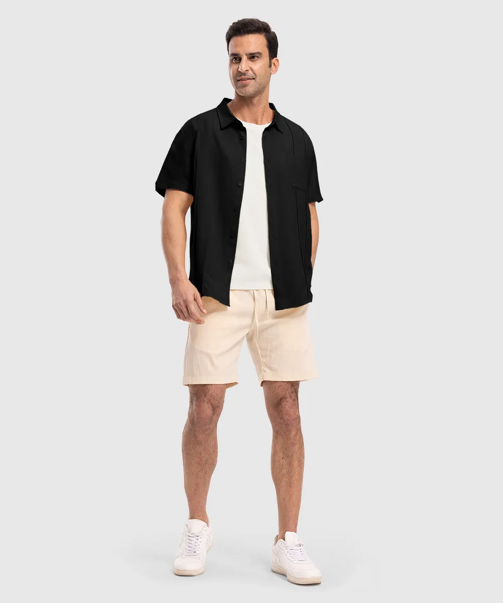 Men's Cuban Guayabera Shirt Casual Summer Beach Shirts
