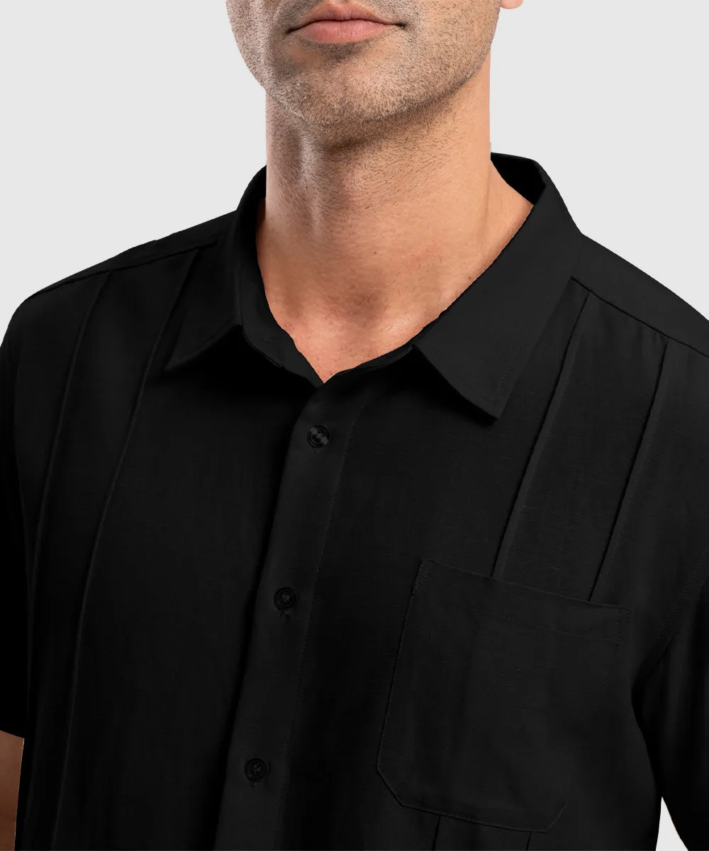 Men's Cuban Guayabera Shirt Casual Summer Beach Shirts