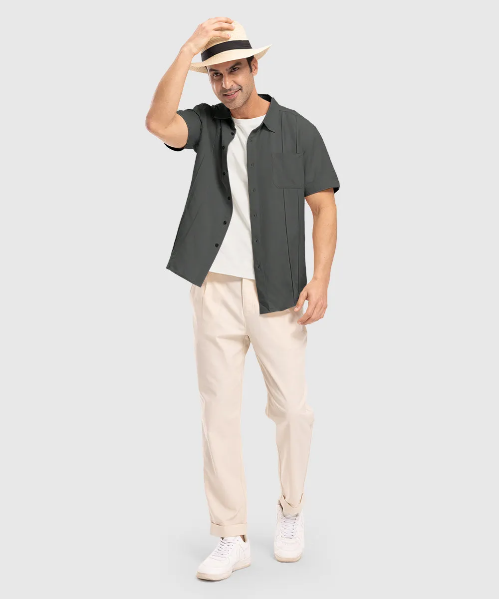 Men's Cuban Guayabera Shirt Casual Summer Beach Shirts