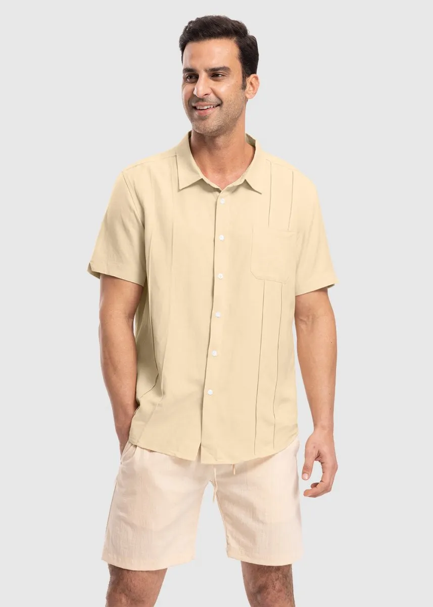 Men's Cuban Guayabera Shirt Casual Summer Beach Shirts