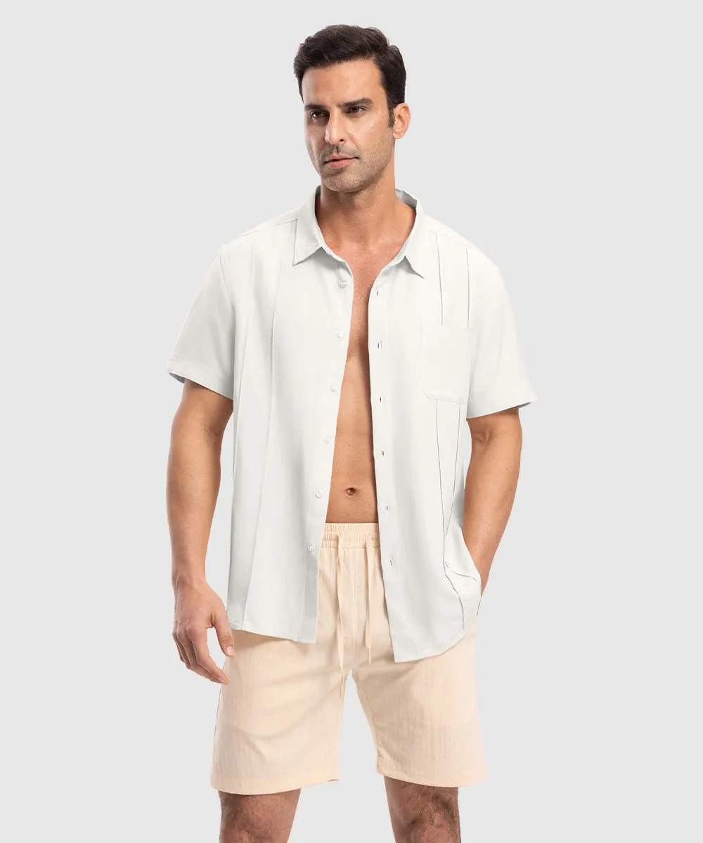 Men's Cuban Guayabera Shirt Casual Summer Beach Shirts