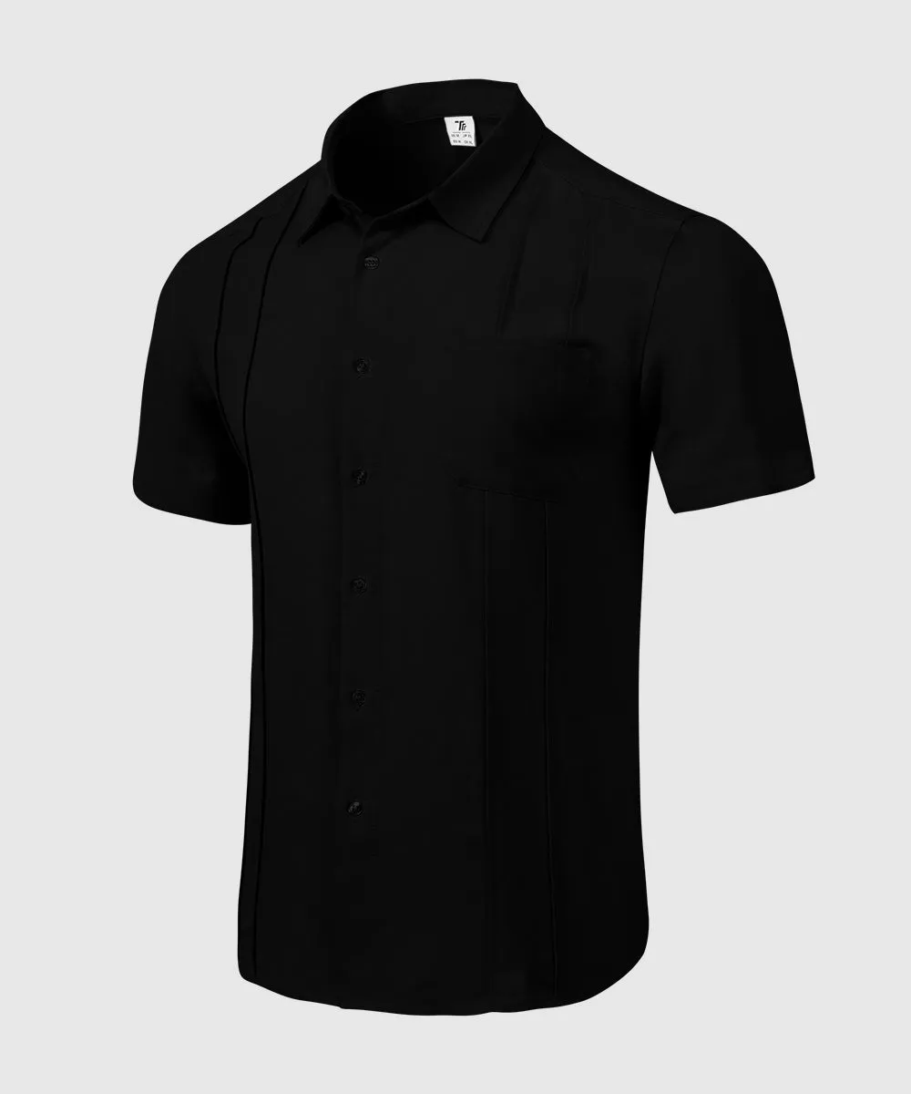 Men's Cuban Guayabera Shirt Casual Summer Beach Shirts